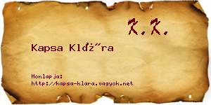 Kapsa Klára névjegykártya